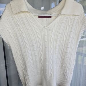 LOFT Cream Cable Knit Sweater